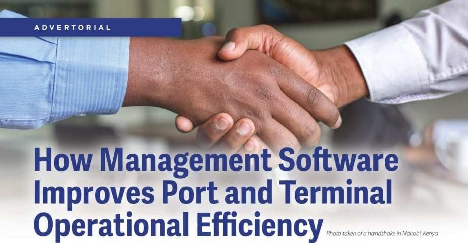 Port operations team using management software to improve efficiency