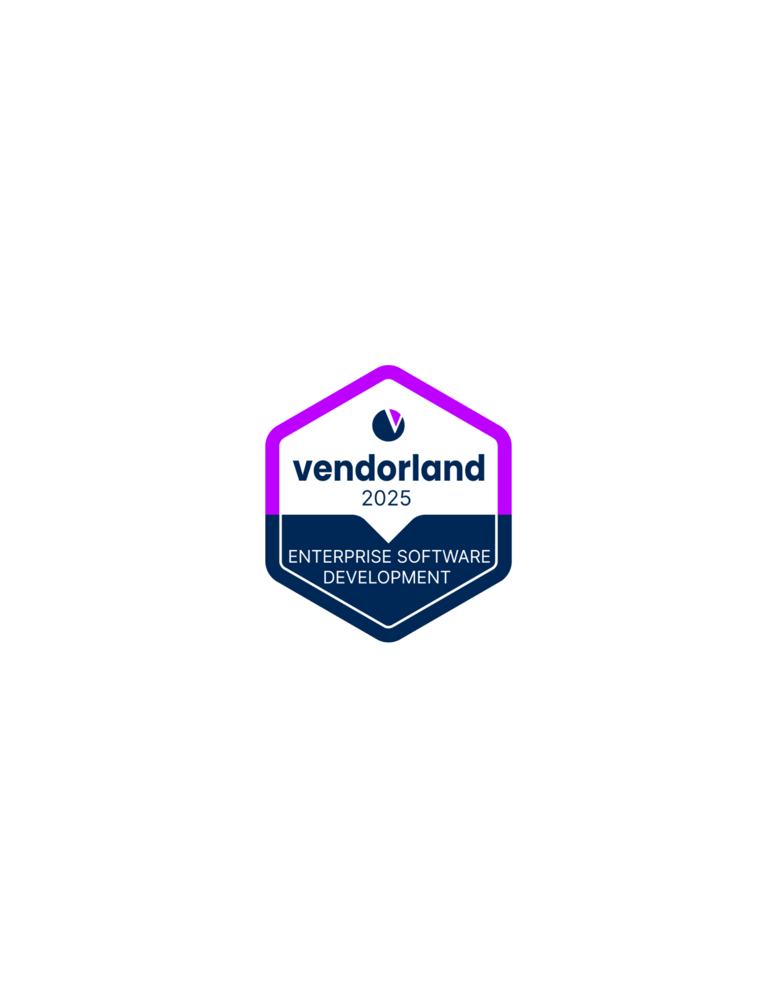 Vendorland 2025 Enterprise Software Development award badge.