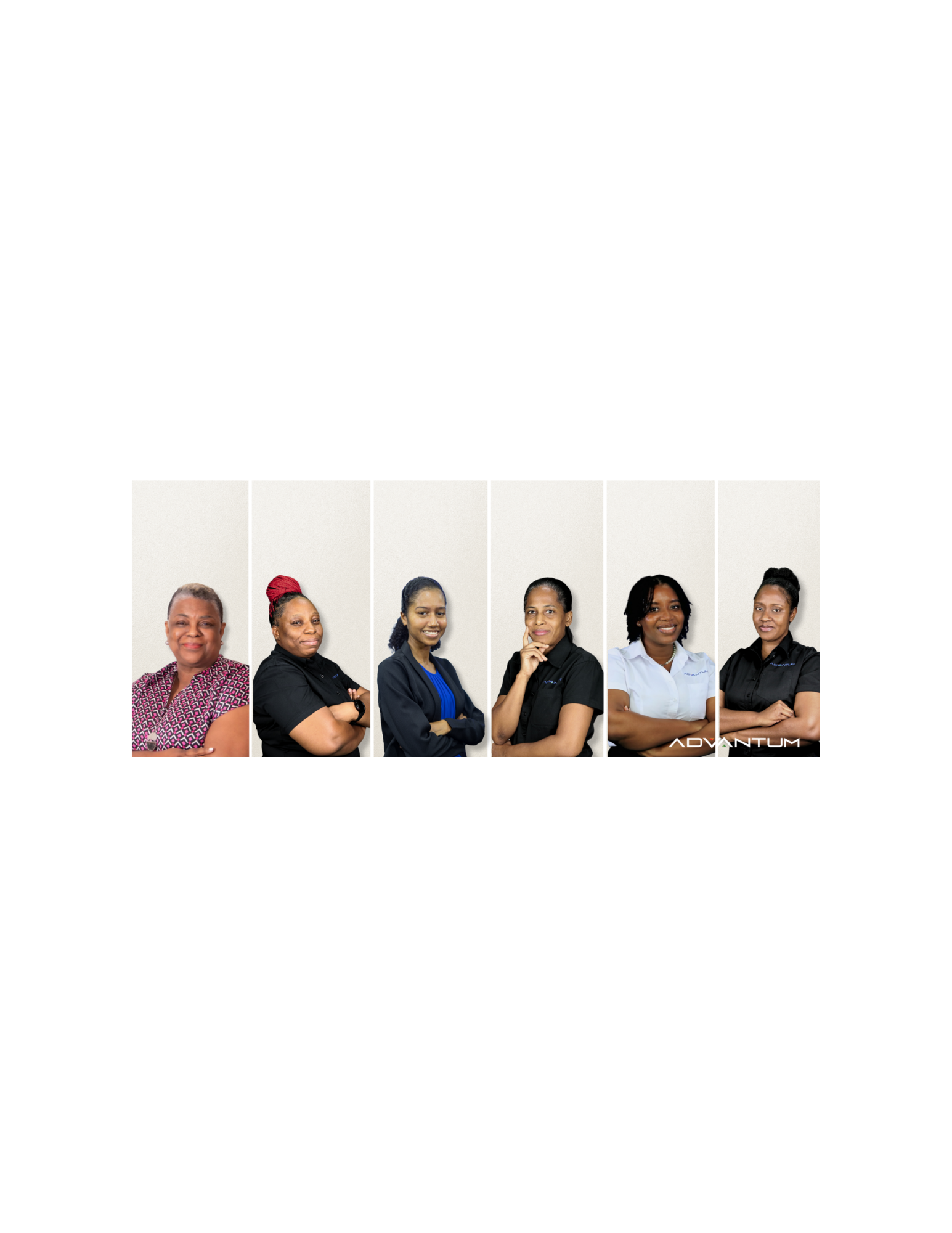Portraits of six women on the ADVANTUM team.