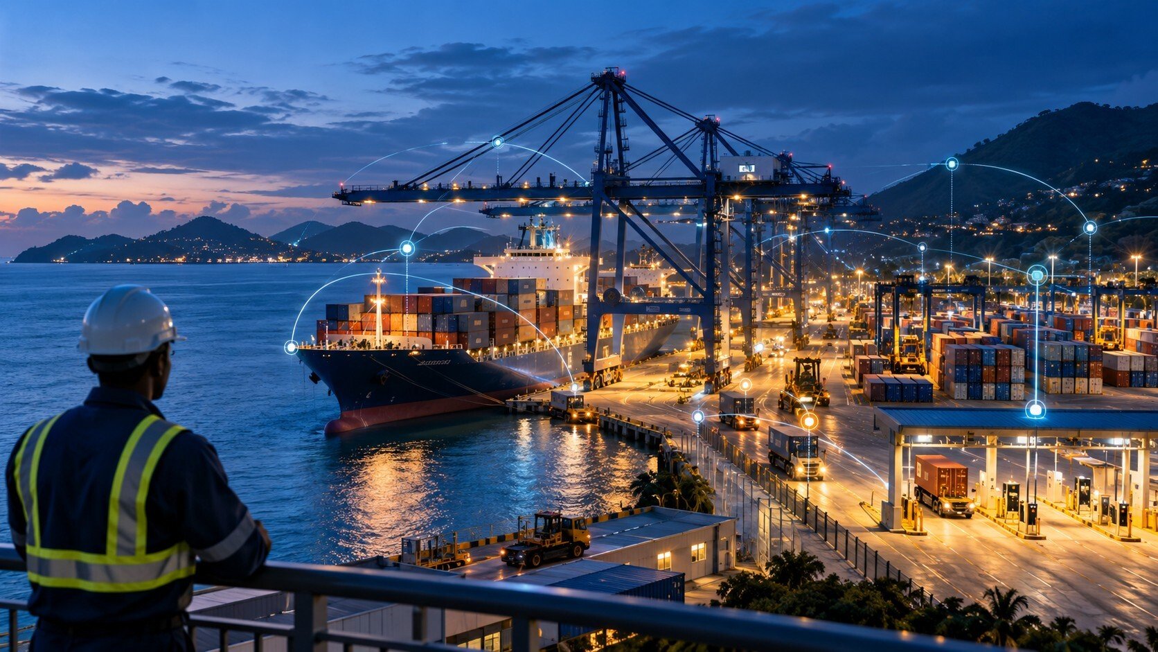 Connected Caribbean container port illustrating digital transformation